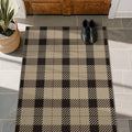 3x4 Jute Rugs for Entryway, Checkered Washable Entry Rug, Indoor Door Mat for Front Door, 3 x 4 Kitchen Mats for Floor, Non Slip Rubber Backing, Thin Modern Farmhouse Black and Brown Rattan Décor