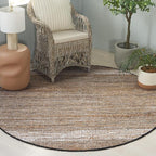 SAFAVIEH Cape Cod Collection Area Rug - 6' Round, Beige, Handmade Denim & Jute, Ideal for Living Room, Bedroom, Home Office, Dining Space (CAP153B-6R)