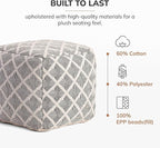 Anji Mountain Pouf Ottoman Foot Rest, Handmade Ottoman Pouf, Comfortable Foot Stool, Decorative Floor Seating for Living Room Decor, Bedroom & Home Décor Accent - Sketch Bone
