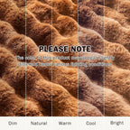 EMME Faux Fur Blanket Twin Size Tie Dye Dark Brown - Big Bubble Rabbit Cozy Blanket for Couch, Thick Furry Plush Shaggy Blankets, 650GSM, 60x80 Inches