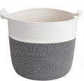 Goodpick Baby Storage Basket, Cotton Rope Laundry Basket for Blankets, Clothes 15 x 14.2 Inches, Nursery Woven Storage Organizing for Toys, Grey