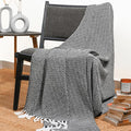 RAJRANG Black Throw Blanket Woven Country Rustic All Weather 100% Cotton Knitted Luxury Sofa Couch Bed Throws Mini Diamond 50 x 60 Inches