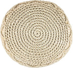 Northlight 18" Solid Cream Macrame Round Handmade Cotton Pouf Ottoman