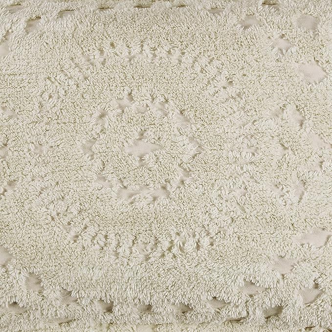 Better Trends Chenille Bedspread Set 3 Pieces Ivory 100% Cotton King Size Bedspread Medallion Pattern 2 King Shams Luxurious Feel Perfect for Gifting All Seasons, Machine Washable, Rio Collection