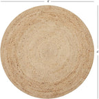 · REDEARTH · Round Area Rug - 4 Feet Braided Natural Jute with Non-Skid Backing - Handwoven Boho Rug for Bedroom, Kitchen, Living Room - Farmhouse Aesthetic Home Decor - Durable Handmade Rug
