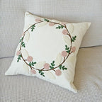 vctops Floral Embroidered Pillow Covers 18x18 Inch Spring Summer Cotton Tufted Throw Pillow Cover Outdoor Garden Cushion Case for Sofa, Bed, Living Room (Flower B,18"x18")