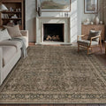 8x10 Area Rug for Living Room Brown Vintage Washable Bedroom Carpet Traditional Distressed Soft Non Slip Indoor Large Accent Rug Retro Thin Low Pile Floor Cover for Dining Room Playroom