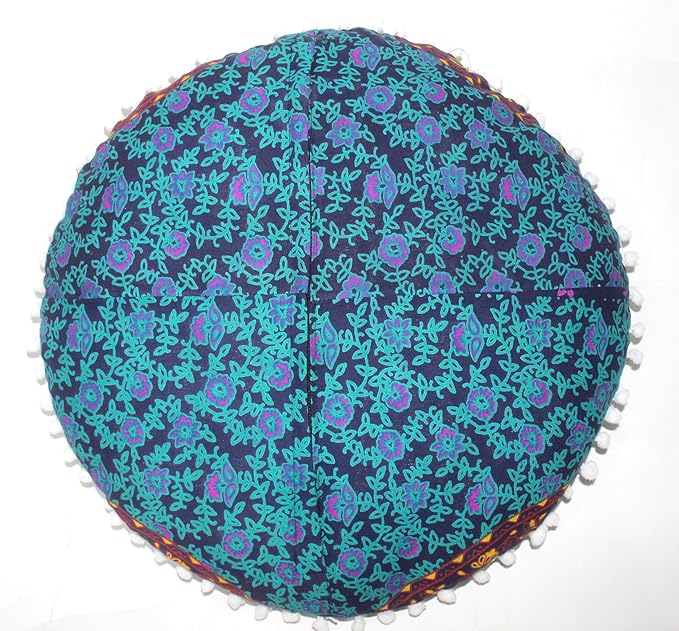 CRAFT KALA Large Round Bohemian Floor Pillow Pouf Cover Mandala Meditation Room Pillow Cover for Adults Boho Seating Poufs Cushion Cover for Kids Playroom Multi 6 Color 32" Round