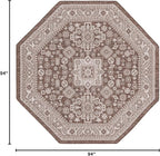 Rugs.com Outdoor Aztec Collection Rug – 8 Ft Octagon Brown Flatweave Rug Perfect for Living Rooms, Kitchens, Entryways