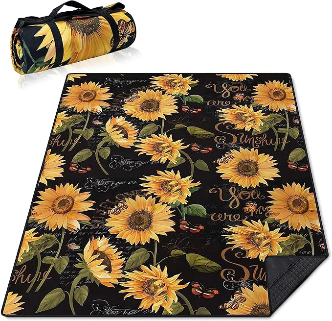 Extra Large Picnic Blankets Waterproof Foldable (60 "x 80") Beach Blanket Waterproof Sandproof,3-Layer Thicking Mat Outdoor Packable Camping Blanket