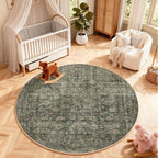 4x4 Round Bedroom Rug Washable: Living Room Rug Stain Resistant Non Slip Low Pile Small Carpet for Bedroom Kitchen Entryway Living Room Bedside Office Dorm Kids Room Entrance
