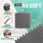 Yes4All 60 SQ. FT Puzzle/Interlocking Exercise Mat Tiles for Home Gym, Exercise EVA Foam Floor Padding with Border for Workout Equipment (Grey)