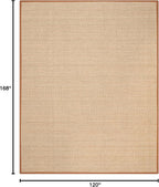 SAFAVIEH Area Rug 10x14 - Natural Fiber Collection - Large - Natural & Brown, Seagrass, Basketweave Pattern with Border (NF114B)