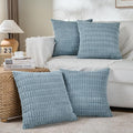 Fancy Homi 4 Packs Boho Light Blue Decorative Throw Pillow Covers 18x18 Inch for Couch Bed Sofa, Rustic Modern Farmhouse Home Decor, Soft Plush Corduroy Cute Square Cushion Case 45x45 cm