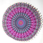 INDIAN CRAFT CASTLE ICC Mandala Barmeri Large Floor Pillow Cover Cushion Meditation Seating Ottoman Throw Cover Hippie Decorative Zipped Bohemian Pouf Ottoman Cases Pink Peacock 24" Round