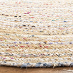 SAFAVIEH Area Rug 3x5 Oval - Cape Cod Collection - Beige & Multi, Handmade Jute & Cotton, Woven Braided Design (CAP202B)