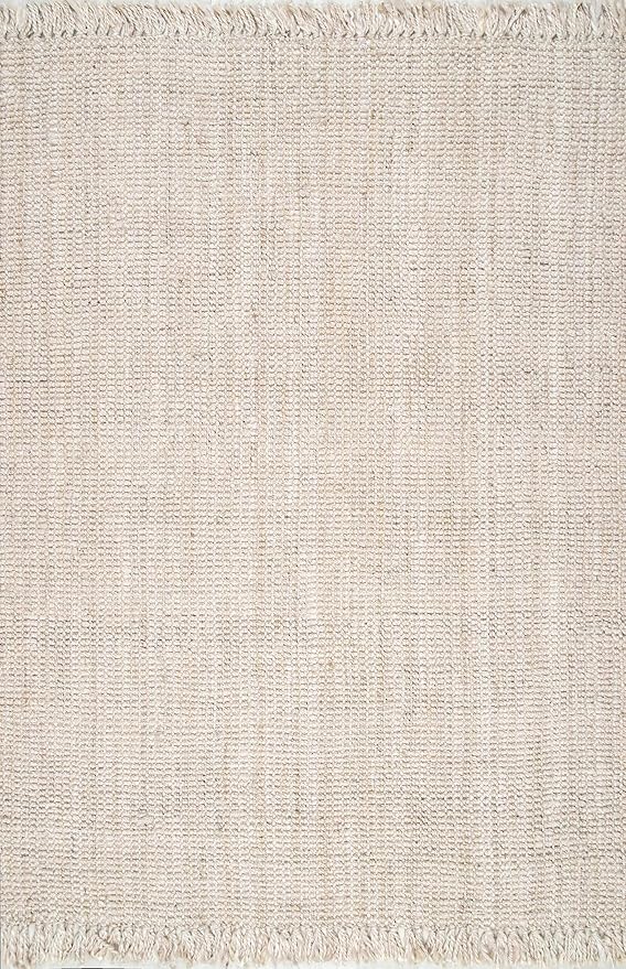 Nuloom Daniela Off-White, 7'6" x 9'6", Handmade, Jute, Tassel, Soft and Textured, High Traffic, Stain Resistant, Easy Clean, Durable Area Rug for Bedroom, Living Room, Dining Space, Foyer, Entryway