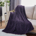 EXQ Home Fleece Throw Blanket for Couch or Bed - 3D Imitation Turtle Shell Jacquard Decorative Blankets - Cozy Soft Lightweight Fuzzy Flannel Blanket Suitable for All Seasons(50"×60",Purple)