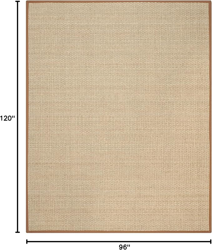 SAFAVIEH Area Rug 8x10 - Natural Fiber Collection - Large - Natural & Brown, Seagrass, Basketweave Pattern (NF114B)