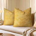 AELS Boho Decorative Textured Throw Pillow Covers 24x24, Organic Modern Mid Century Rainbow Tufted Pillow Case, Farmhouse Rustic Geometric Woven Cushion Case for Bed Couch Sofa, Mustard Yellow