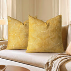 AELS Boho Decorative Textured Throw Pillow Covers 24x24, Organic Modern Mid Century Rainbow Tufted Pillow Case, Farmhouse Rustic Geometric Woven Cushion Case for Bed Couch Sofa, Mustard Yellow