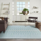 Nourison Home Positano Aqua 9' x 12' Area Rug - Easy Clean, Non Shedding, Bed Room, Living Room, Dining Room, Kitchen (9' x 12')
