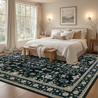 Area Rugs 10x14 Living Room Rug: Washable Rug Soft Vintage Boho Medallion Carpet Indoor Floor Non-Slip Stain Resistant Large Carpets for Bedroom Dining Room Farmhouse Nursery Home Office Black