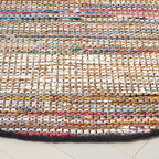 SAFAVIEH Cape Cod Collection Area Rug - 6' Round, Pink & Beige, Handmade Denim & Jute, Ideal for Living Room, Bedroom, Home Office, Dining Space (CAP153U-6R)