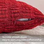 Pack of 2 Christmas Red Corduroy Decorative Throw Pillow Covers 22x22 Inch Soft Striped Pillow Covers Modern Farmhouse Home Decor for Sofa Living Room Couch Bed（Red）