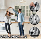 weesire Kitchen Mats for Floor Modern Abstract Kitchen Rugs Grey Stripe Anti Fatigue Kitchen Mats Waterproof Floor Mats Cushioned Non-Skid Standing Mats for Kitchen, Set of 2,17.3 x 28+17.3 x 47