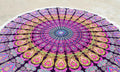 Round Beach Tapestry Turquoise Mandala Throw/Boho Hippie Beach Blanket Roundie/Indian Cotton Bohemian Large Round Table Cloth-Home Decor/Yoga Mat Meditation Picnic Rug (42", Pink And Yellow)