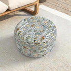 LVTXIII Indoor/Outdoor Extra Large Inflatable Ottoman Pouf D31 x H14 Inch, Round Footstool with Handle, Weather-Resistant Portable Furniture for Patio, Camping, Beach, Cabana Shells