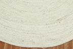 Circle Area Rug - 3 Ft' Round White Natural Jute Mat Geometric Kilim Rug Indoor Outdoor Use Flatweave Rugs for Bedroom Bedside Round Dining Table Mat Hall & Kitchen