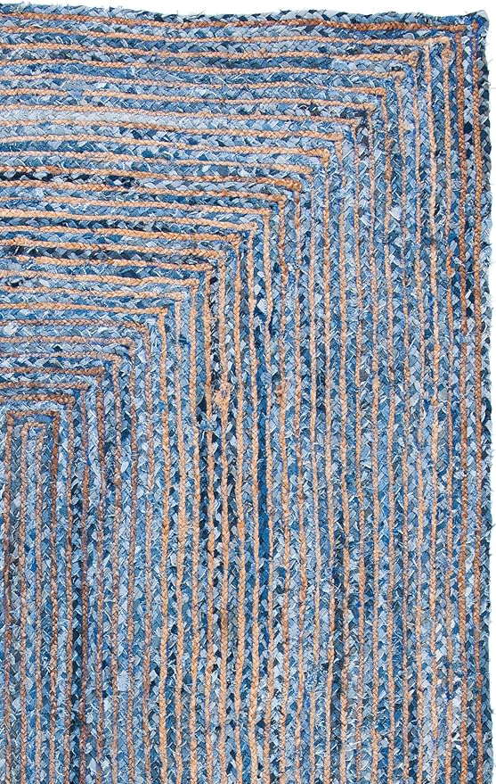 SAFAVIEH Cape Cod Collection Runner Rug - 2'3" x 8', Blue & Natural Brown, Handmade Jute & Cotton, Woven Braided Design (CAP202M)