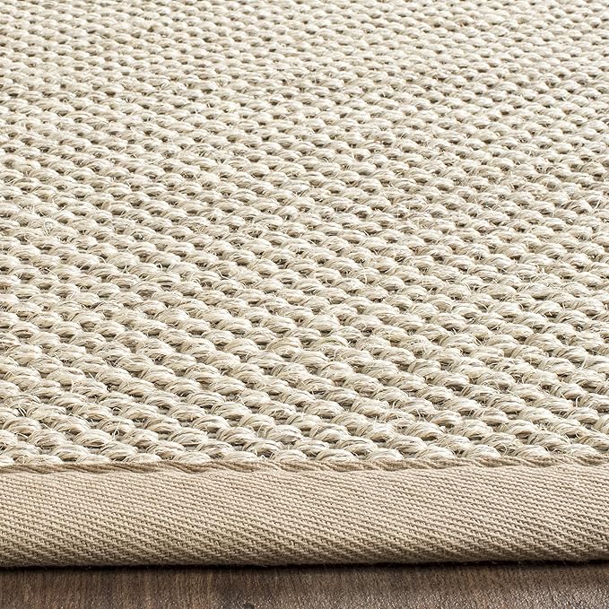 Safavieh Area Rug 6x8 - Natural Fiber Collection - Marble & Linen Color, Sisal, Woven Design with Border (NF143B)