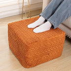 20x20x14 Inches Fluffy Square Pouf Ottoman - Plush Furry Boneless Ottoman Foot Rest Stool with High-Density Foam, Versatile Floor Seating for Living Room (Burnt Orange)