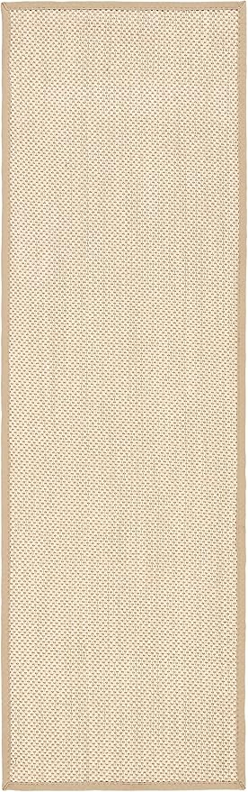 SAFAVIEH Natural Fiber Collection Runner Rug - 2'6" x 22', Maize & Linen Color, Sisal, Woven Design with Border (NF141B)