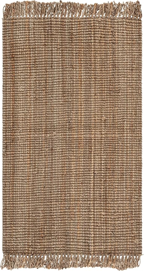 SAFAVIEH Natural Fiber Collection Accent Rug - 3' x 5', Natural, Handmade Woven Fringe Jute, Ideal for High Traffic Areas in Entryway, Living Room, Bedroom (NF809A)