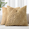 decorUhome Cozy Textured Euro Sham Throw Pillow Covers 26x26 Inch Set of 2, Soft Plush Faux Wool Light Brown Accent Couch Pillow Covers for Modern Farmhouse Sofa Bed Living Room