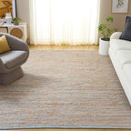 SAFAVIEH Cape Cod Collection Area Rug - 6' Square, Blue & Natural, Handmade Jute & Cotton, Ideal for Living Room, Bedroom, Dining Space (CAP236M)