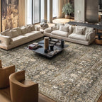 Washable Rugs for Living Room: 10x14 Area Rugs for Bedroom Ultral Soft Non-Slip Stain Resistant Vintage Boho Large Carpet for High-Traffic Dining Room - Farmhouse Decor