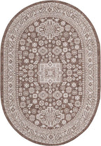 Rugs.com Outdoor Aztec Collection Rug – 5' x 8' Oval Brown Flatweave Rug Perfect for Living Rooms, Large Dining Rooms, Open Floorplans