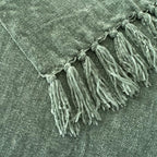 Chenille Throw Blanket for Couch with Tassels,50"X60" Soft Cozy Lightweight Knitted Boho Decorative Blankets for Bed and Sofa,Light Green
