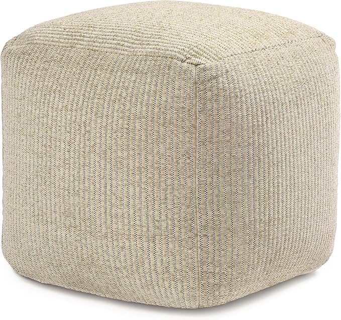 Anji Mountain Pouf Ottoman Foot Rest, Handmade Ottoman Pouf, Comfortable Foot Stool, Decorative Floor Seating for Living Room Decor, Bedroom & Home Décor Accent - Natural