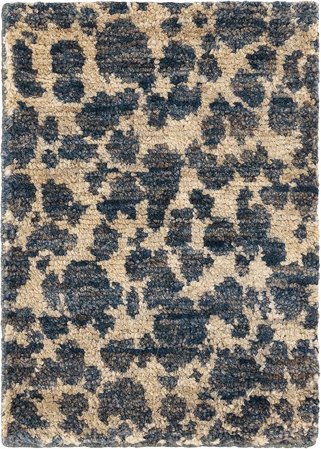 Dash & Albert Stormi Indigo Hand Knotted Jute Rug, 2 X 3 Feet, Blue Graphic Pattern - Premium Luxury Hotel Quality Soft Breathable Hypoallergenic Machine Washable Easy Care All Season Comfortable