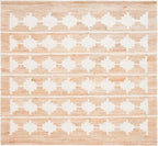 SAFAVIEH Natural Fiber Collection Area Rug - 6' Square, Ivory & Natural, Handmade Farmhouse Jute & Wool, Ideal for High Traffic Areas in Living Room, Bedroom (NF511A)