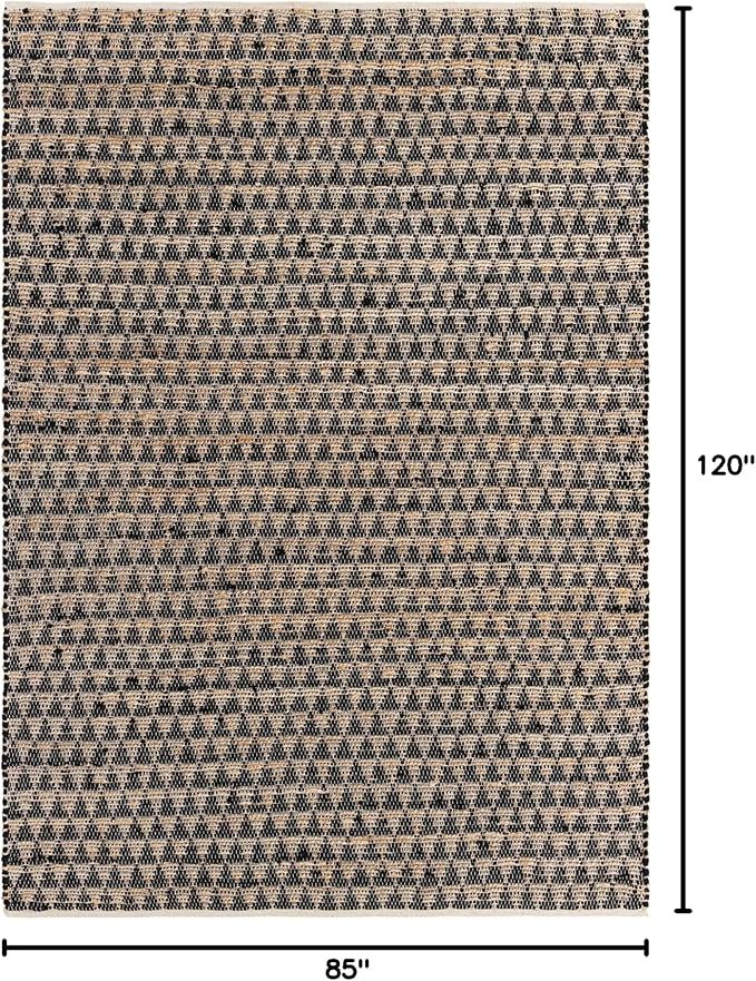 Unique Loom Chindi Jute Collection Area Rug (7' 1" x 10' Rectangle, Black/ Natural)