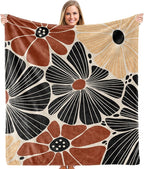 Boho Floral Blanket, Retro Abstract Flower Botanical Throw Blankets Gifts for Bed Couch Bedroom Living Room Home Decor, Boho Home Room Bedroom Decor, 50x60 Inches
