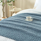 Throw Blanket for Couch, Dusty Blue Luxury Knitted Throws 60"x80", Textured Blankets with Handmade Fringe Tassels for Bed Sofa Decorative, Chunky Soft Farmhouse Boho Home Decor