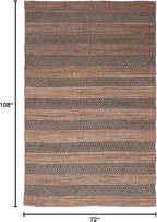 SAFAVIEH Natural Fiber Collection Area Rug - 6' x 9', Charcoal & Natural, Handmade Boho Farmhouse Rustic Jute & Cotton, Ideal for High Traffic Areas in Living Room, Bedroom (NFB653H)